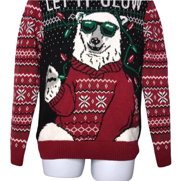 NWT Ugly Christmas Sweater Polar Bear Light Up Let It Glow Holiday Sweater S - Picture 3 of 9
